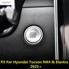 For Hyundai Tucson NX4 & Elantra 2021 - 2025 Car Start Stop Engine Ignition Push Button Cover Trim Silver Red Blue Accessories
