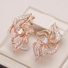 Роскошные серьги в стиле бохо с цветком розового золота и цирконом для женщин, свадебные украшения