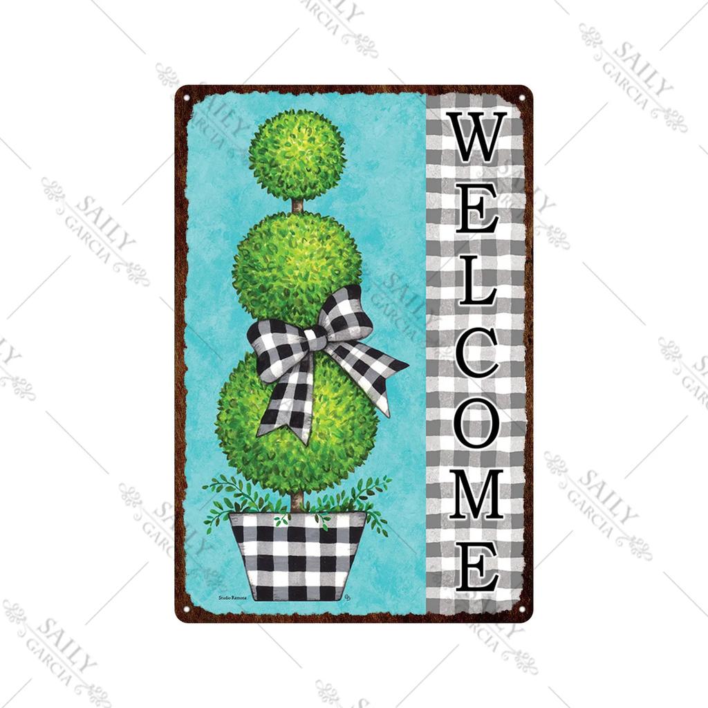 Welcome Home Vintage Metal Tin Sign Garden Wall Decor Metal Poster Sweet Home Tin Sign Family Farm Beach Hut Metal Plates Pla