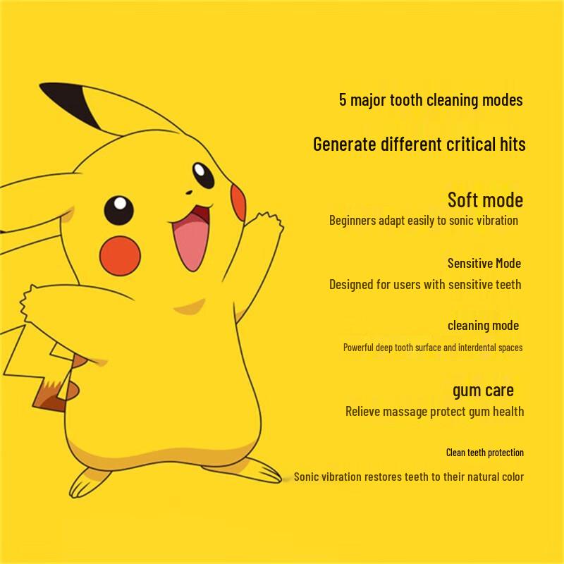 ApiYoo Pokémon Пикачу Звуковая электрическая зубная щетка Подарочный набор