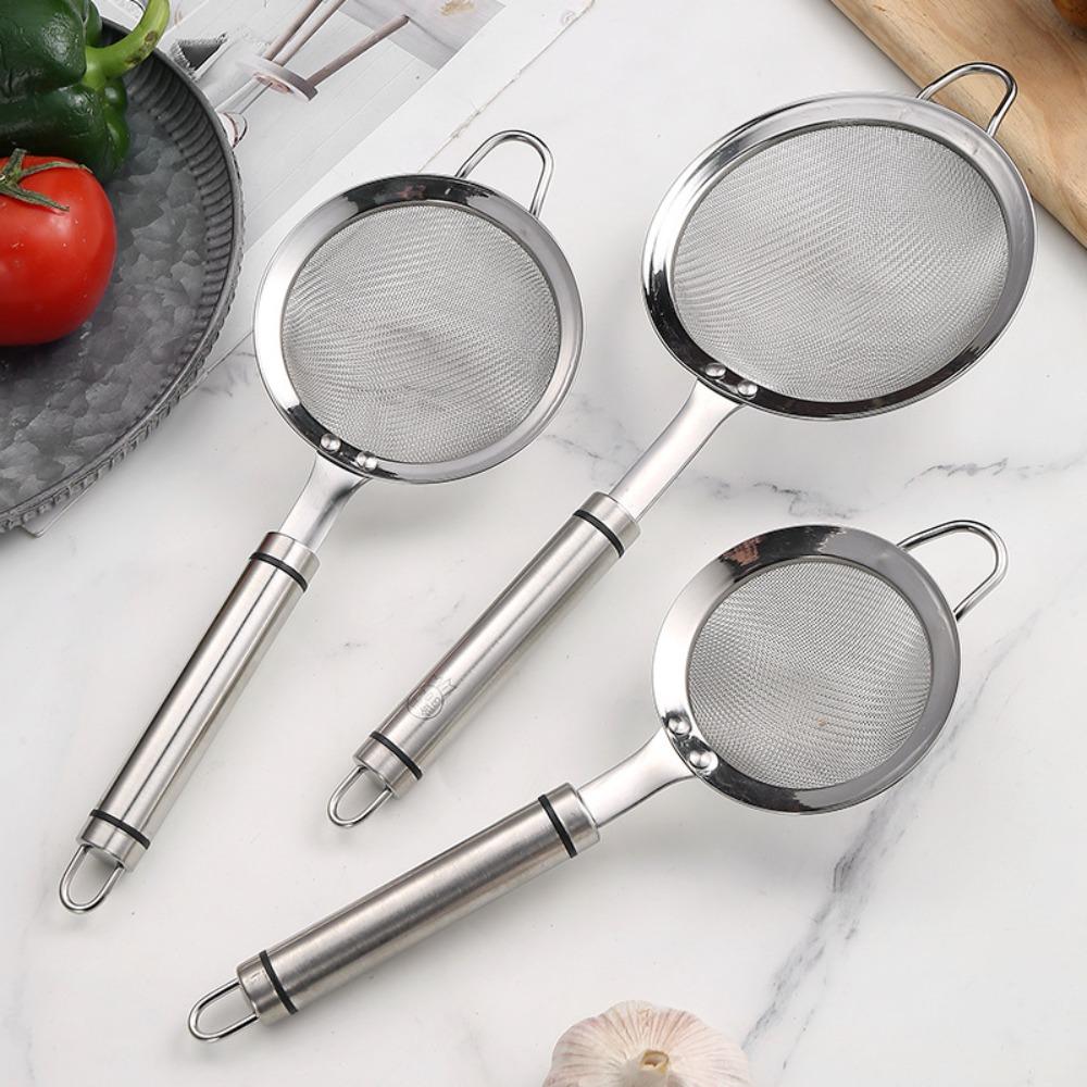 Fine Mesh Flour Sieve Stainless Steel Kitchen Colander Kitchen Gadgets Frosting Filter  Baking
