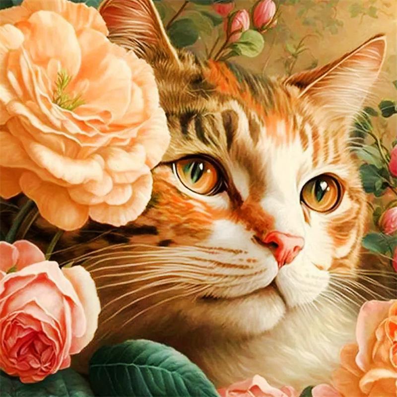 DIY Алмазная картина Милый котенок Набор для вышивки крестом Мозаичное искусство Алмазная картина Полный круг Алмазное украшение для дома