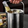 Ice Bucket with Tongs Double Wall Strainer Handle Home Bar Parties Chilling Beer Champagne Stainless Steel Cooler Buckets
