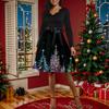 Women's Casual Fashion Long Sleeve Christmas Graphic Printed Vintage Long Dresses