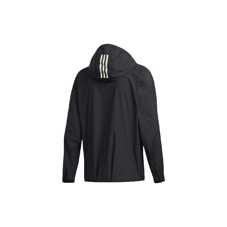 Adidas Logo Loose Casual Hooded Jacket Men Outerwear Black FM5409
