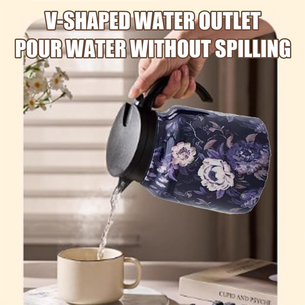 Vintage Floral Pattern Tea , Tea Pot, Vintage Floral Pattern Tea-Built-In Infuser, Stainless Steel Thermal Carafe With Lid For Hot Drinks