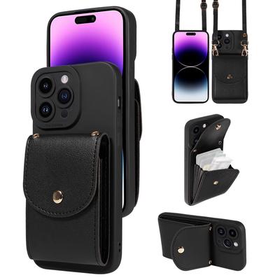 Чехол из искусственной кожи для iPhone16e 16 15 14 13 12 11 7 8XS XR Pro Pro Max Plus Mini Crossbody Bag, отделение для карт, функция кошелька