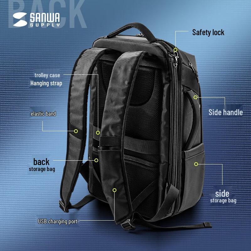 Sanwa BAG-BPC5BK Бизнес-рюкзак для ноутбука с USB-портом