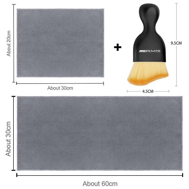 AABIF1 Suede Double-Faced Car Towels Cleaning Drying Cloth with Car Cleaning Brush Stickers For Mercedes Benz A B C E S AMG CLA CLK GLA