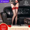Mu Ruan Red Bow Lace Contrast Over-the-Knee High Stockings - Sexy Black and Red