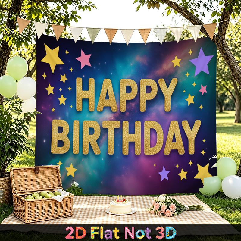 Party Backdrop Happy Birthday Birthday Stars Photo Booth Background Front Door Decor