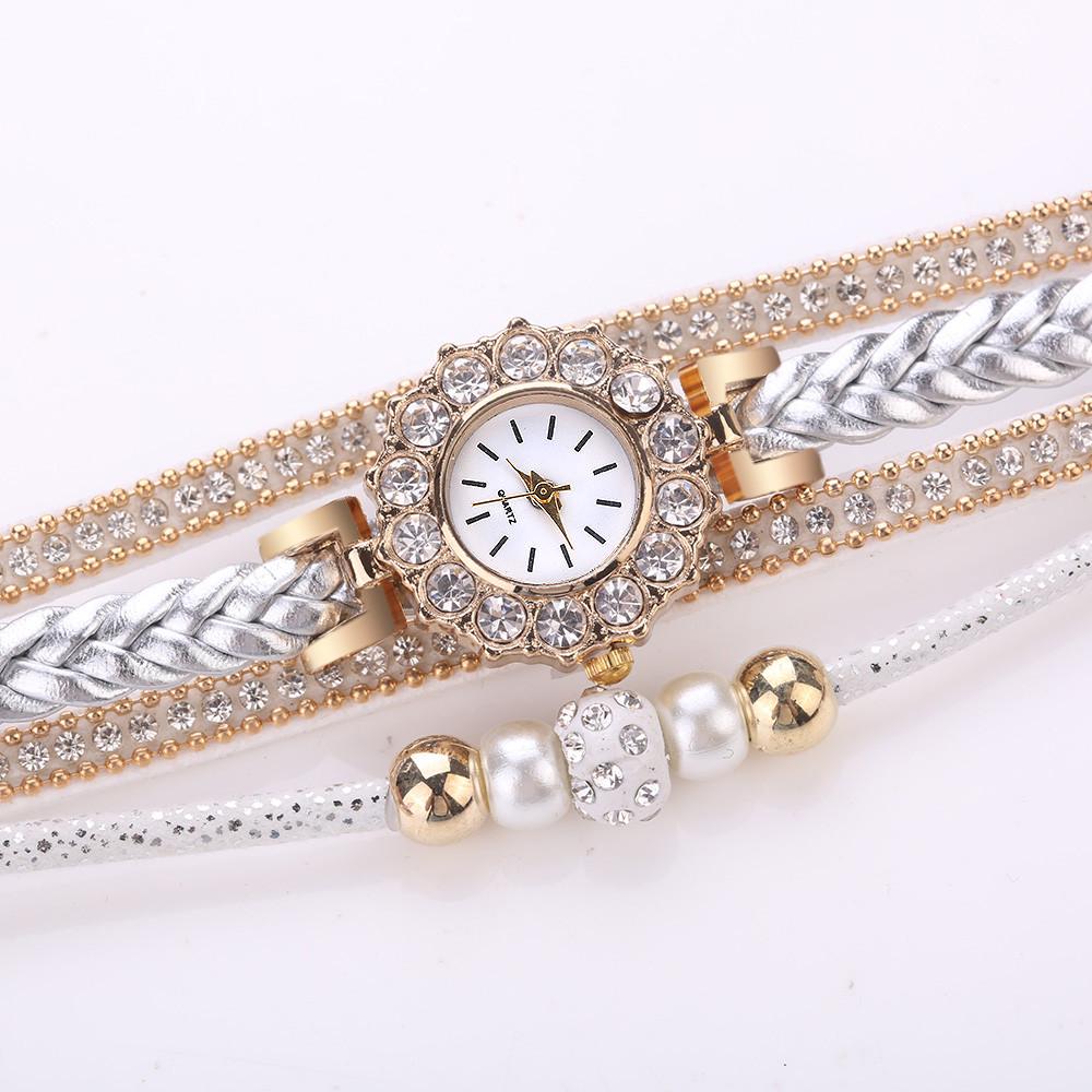 Women Fashion Quartz Wrist Vintage Weave Wrap Watch Bracelet