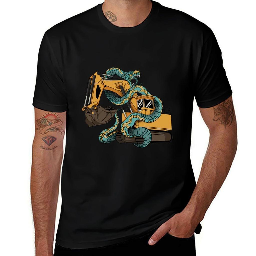 Excavator Vs Anaconda TShirt Plus Size Outdoor Casual Top