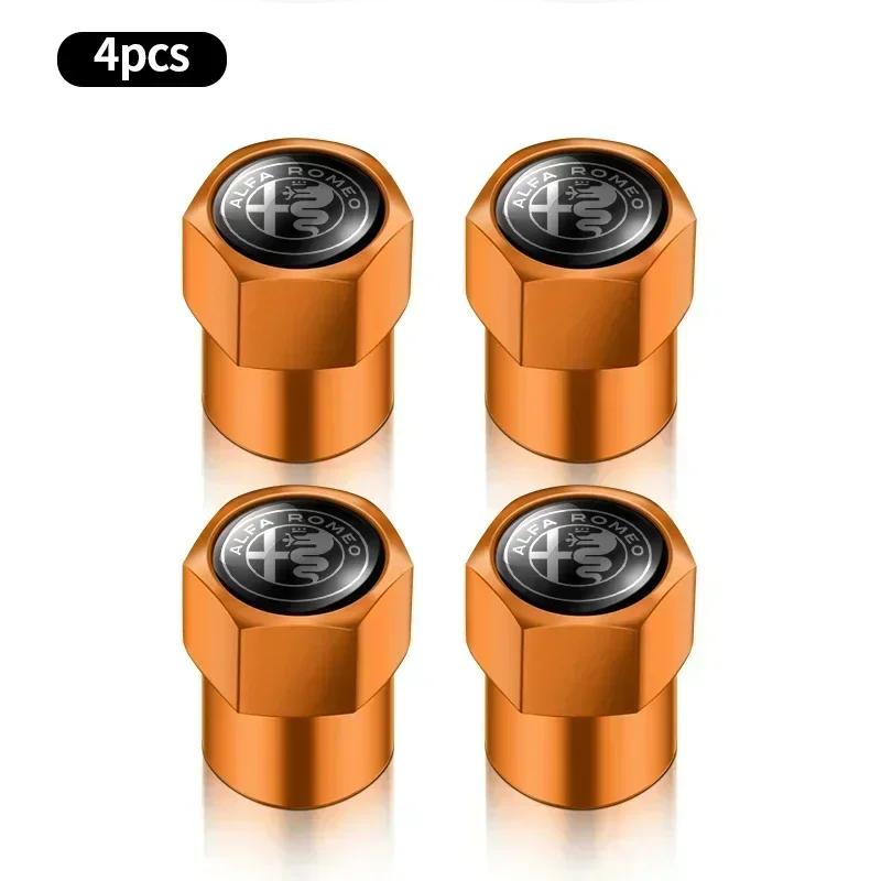 4Pcs Metal Car Wheel Tire Air Valve Caps Stem Covers For Alfa Romeo Mito Brera 147 Giulietta 159 156 Stelvio Sportiva Giulia