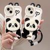 Plush Panda Lanyard for Apple 16PRO Mobile Phone Case 15 Cute Silicone Anti-fall 14 Invisible Double Bracket XR