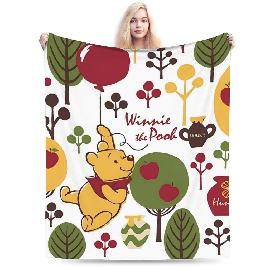 Pooh and Friends Blankets Flannel Summer Air Conditioning Winnie The Pooh Breathable Soft Throw Blankets Sofa Travel Rug Piece