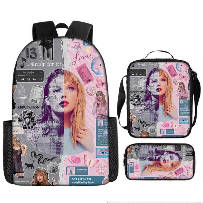 Taylor Swift Themed Kids School Backpack Set Elementary Students Oxford Fabric Breathable Lightweight With Padded Straps