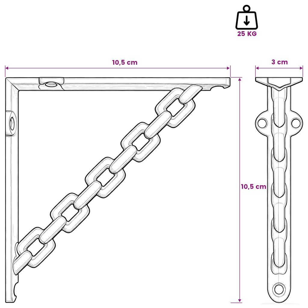 Wall Shelf Brackets 2 pcs Antique Brown 10.5 x 10.5 x 3 cm Steel