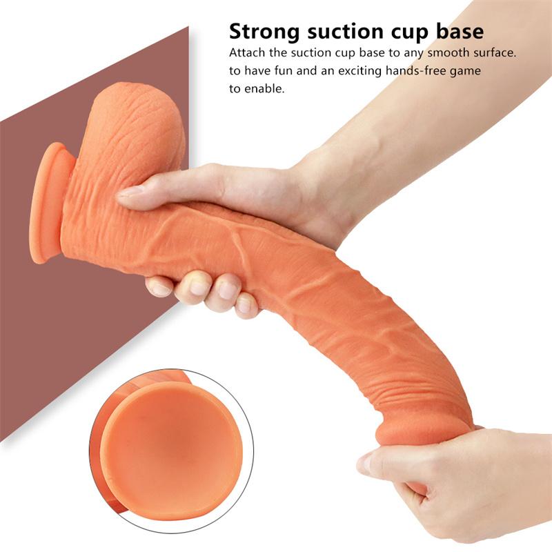 Women's Oversized Dildo Silicone Sucker Manual Double Layer Oversized 35cm Super Soft Adult Products