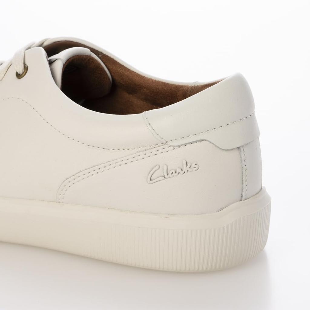 [Clarks] Кожаные кроссовки, Brodin Lace, Легкие, Удобные для ходьбы, Мужские, Белая кожа, Размер 26,0 см