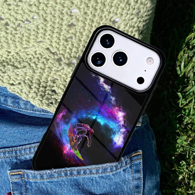 Surfing Spaceman Phone Case For iPhone 17 AIR 16 Pro Max 15 14 Pro 11 12 13 Shockproof Silicone Cover
