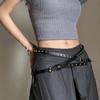 Очень длинный кожаный пояс на талию, тонкий ремень для платья и джинсов, панк, женский ремень с заклепками, аксессуары для талии