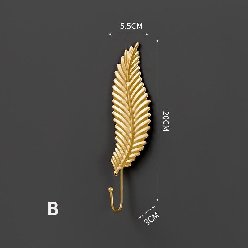 Ретро Золотой Лист Форма Подвесные Крючки Без Пробивания Отверстий Настенная Вешалка Подвесная Стойка для Хранения Полотенце Часы Сумка Ключи Самоклеящийся Бытовой
