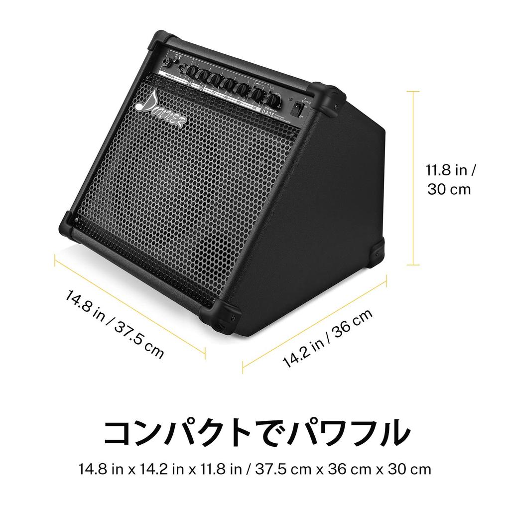 Donner Усилитель для электронных барабанов внешний динамик 35 Вт беспроводной микрофон совместимый черный DA-35