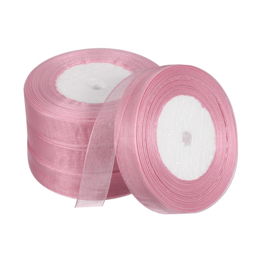 4 Roll Sheer Organza Ribbon Chiffon Decoration Fabric for Gift Wrapping Crafts Wedding Bouquet 51/64 Inch 50 Yard