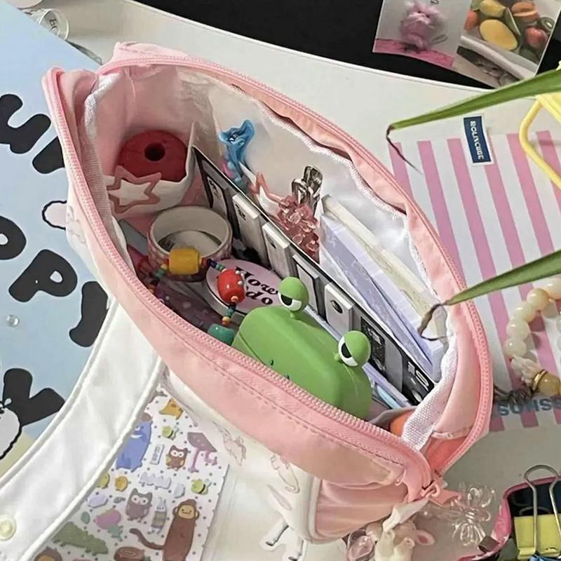 Милая сумка для карандашей с рисунком кота, розовая сумка для хранения для девочек, канцелярские принадлежности и школьные принадлежности, большая вместительная сумка для школы