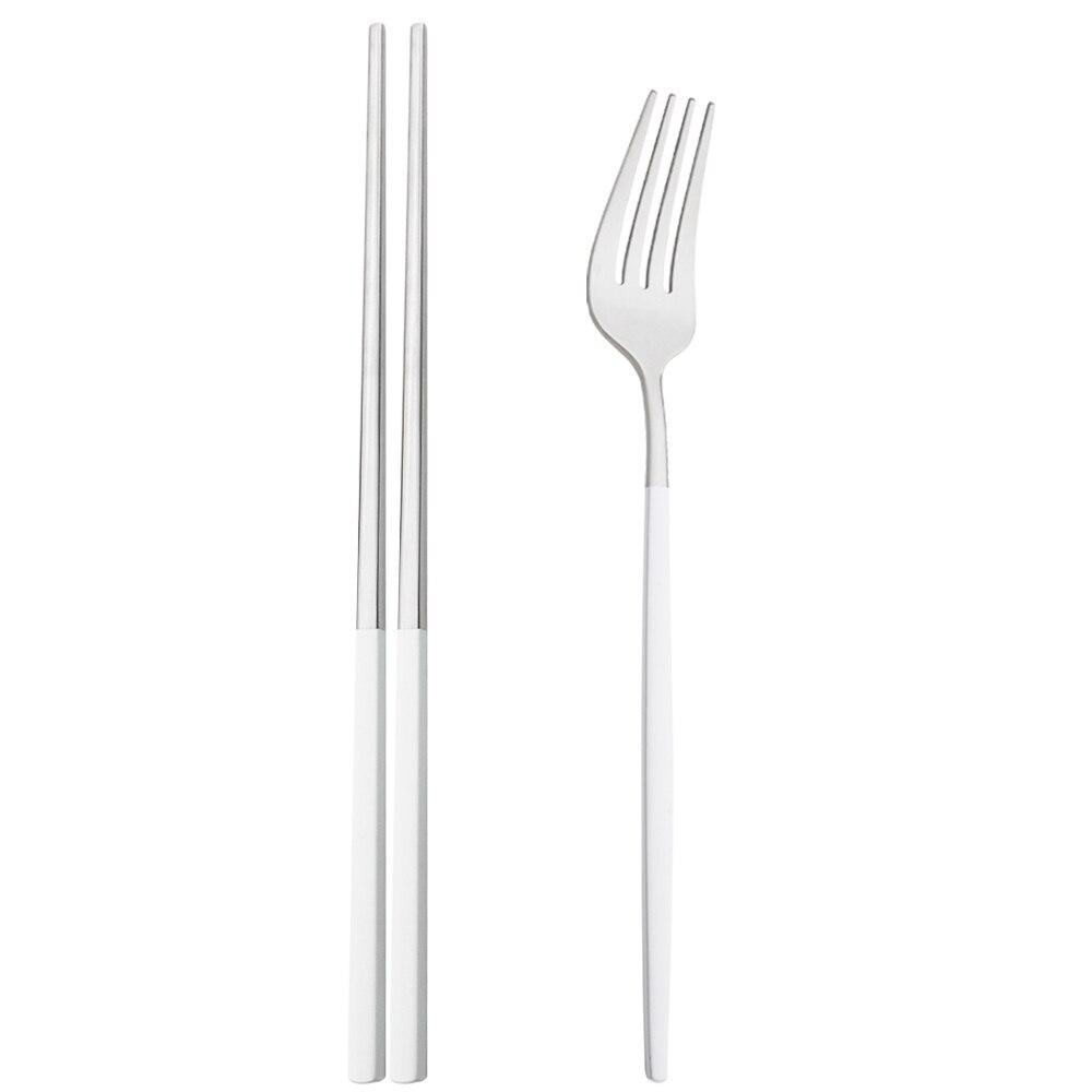 Черный набор столовых приборов из нержавеющей стали, обеденная вилка, палочки для еды, портативный набор столовой посуды, 2 шт., столовое серебро, кухонная посуда в западном стиле, домашняя посуда