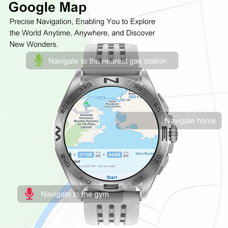 Мужские умные часы с GPS AI Смарт-часы Быстрая зарядка 4G 300 мАч Ответ на сообщения WhatsApp Измерение артериального давления и пульса Измерение уровня кислорода в крови 4 ГБ памяти