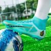 33-46 Men's Large Size High-top Football Shoes Long Nail Anti-slip TPR Artificial Lawn Children Football Boots