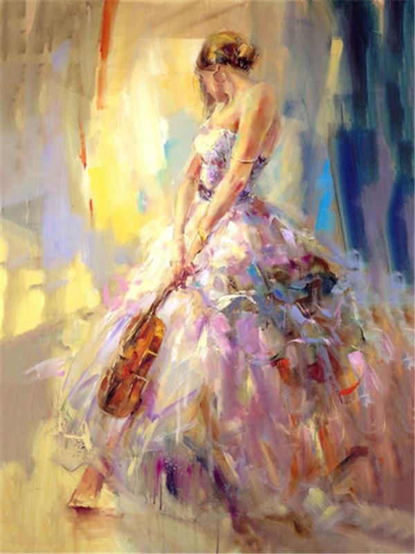 5d Алмазная картина Красота Скрипка Вышивка крестиком Полный Круглый Алмазная вышивка Портрет Горный хрусталь Комплект Домашний Декор