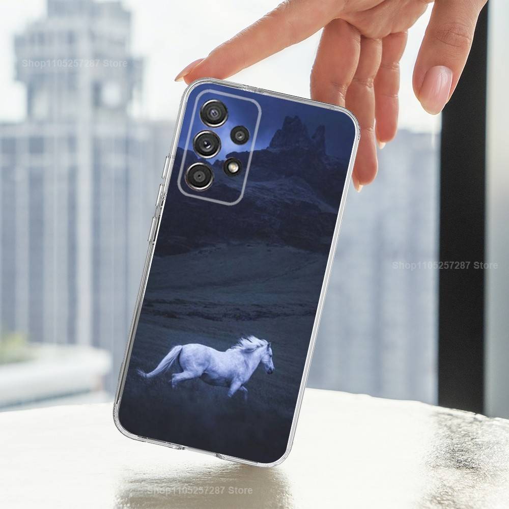 Скачущее Животное Искусство Лошадь Для Samsung A30,71,51,S9,10,20,Ultra,S22,23,21,Plus,FE,Lite, Прозрачный, Силиконовый Чехол