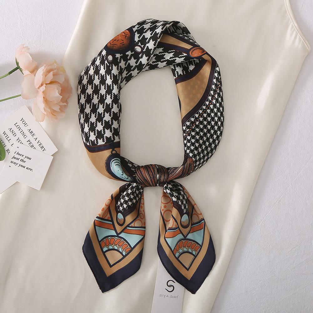 1 шт. 70 см шелковый шарф с кисточками и гусиной лапкой для женщин, имитация шелка, легкая роскошь, универсальный головной убор, одежда, квадратный шарф