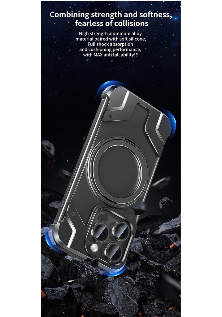 Магнитный вращающийся чехол-подставка для iPhone 15 Pro Max и iPhone 14: Прозрачный дизайн боевой брони