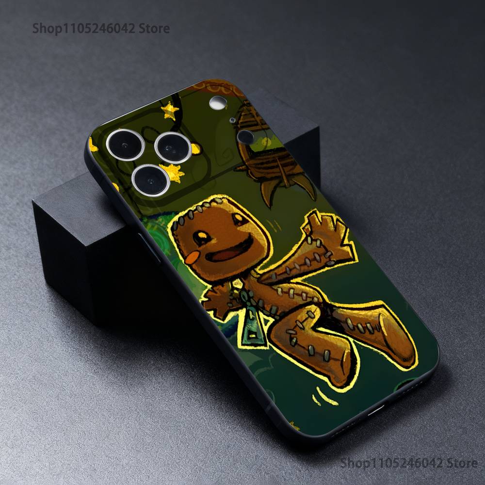L-LBP S-Sackboy Индивидуальный износостойкий чехол для телефона для iPhone 17,16,15,14,13,12,11,Pro,Max,Plus Черный Мягкий чехол