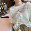 Полый трикотаж, женский тонкий свитер, осеннее платье, новый дизайн, маленькое свободное пальто с длинными рукавами, топ