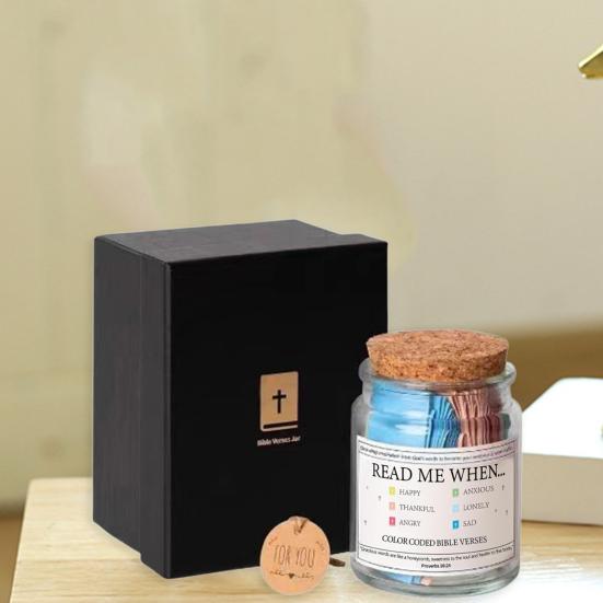 Bible Verse Glass Jar Mindfulness Gratitude Inspirational Bible Quotes Scrip Container Decoration Ornament Emotional Support Prayer Gift