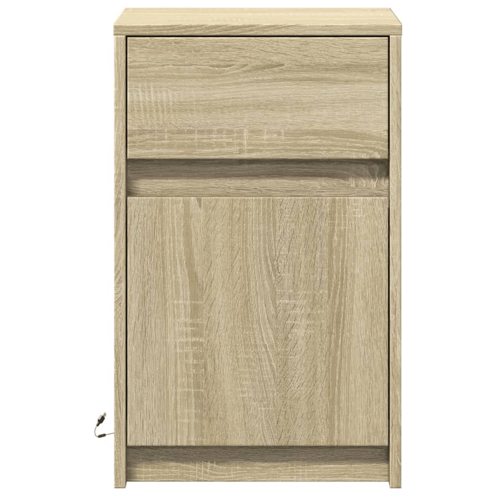 Nightstands with LED Lights 2 pcs Sonoma Oak Wood Based Material
