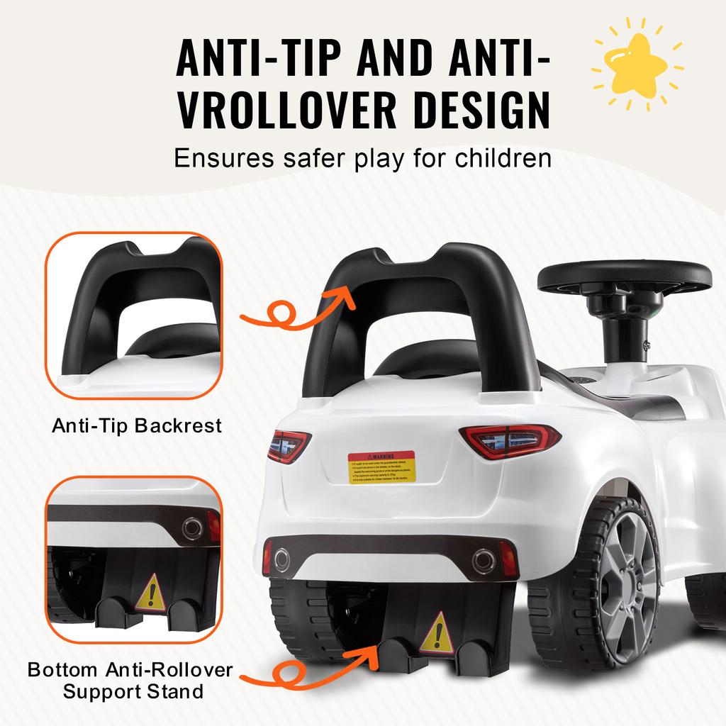 SucceBuy Белый/Розовый Каталка Классическая Детская Каталка Спортивная Машинка с Музыкой Руль для Малышей Мальчиков Девочек