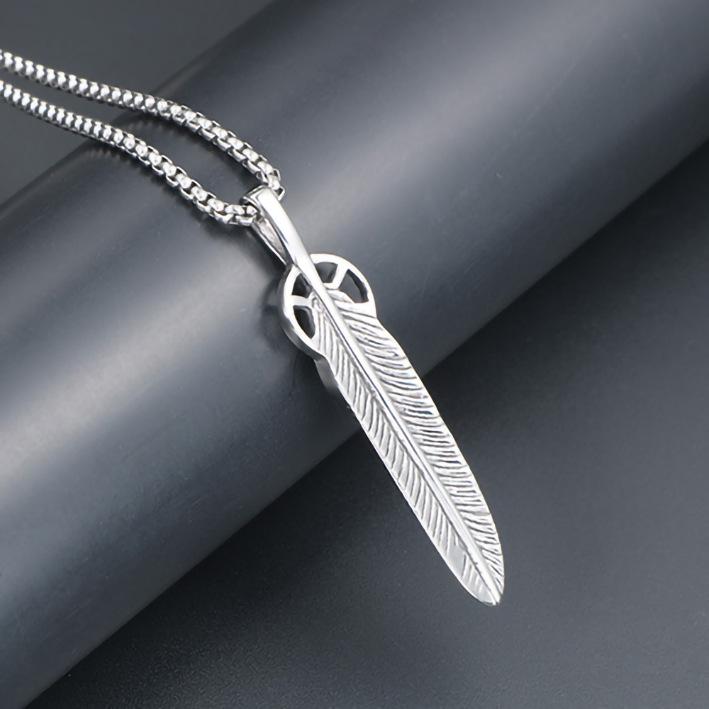 Японские ювелирные изделия из титановой стали, ожерелье с перьями в стиле Харадзюку, персонализированное ожерелье с подвеской, аксессуары в виде цепочки для свитера.