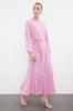Женское платье в стиле хиджаб из тканого хлопка с розовым вязаным поясом