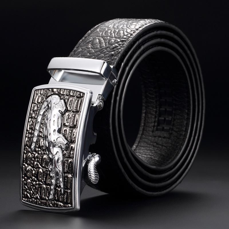 Men's Genuine Leather Crocodile Pattern Automatic Buckle Belt