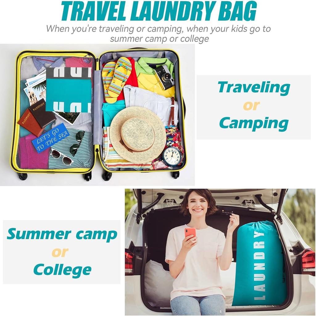 Laundry Bag,2 Pack Travel Laundry Bags for Dirty Clothes,Large Laundry Bags for Traveling,Dirty Clothes Travel Bag, 24" x 36"