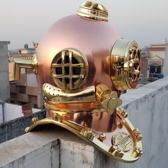 Бостонский шлем для подводного плавания  Шлем водолаза ВМС США Mark V для глубоководных погружений  Медный латунный шлем для дайвинга