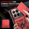 Coque pour Xiaomi 15T - Protection Ultra Résistante avec Anneau et Cache Caméra Coulissant - Rouge