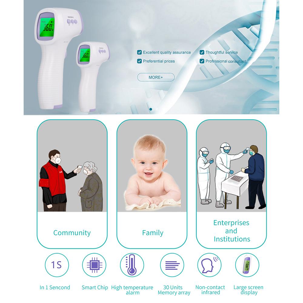 Бесконтактный инфракрасный термометр температуры лба, 1-секундное точное считывание, ИК инфракрасный порт