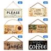 Wooden Hanging Plaque Pendant Tag Vintage Hanger Board Sweet Home Coffee Bar Decor Sign Wall Door Hanging Art Plaque